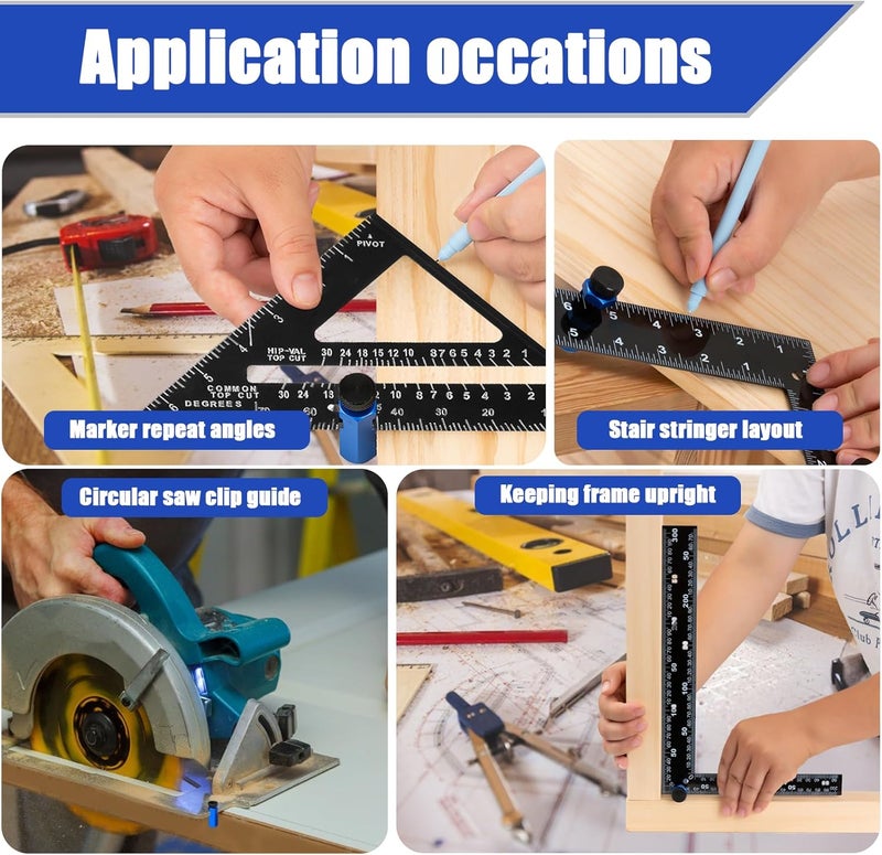 Eiahonen Tall Stair Gauges for Framing Square with Holder, Stair Gauge Layout Tools for Framing Square & Speed Square, Stair Guages Knobs Tool for Carpentry Squares, Framing Jig Circular Saw - Image 5